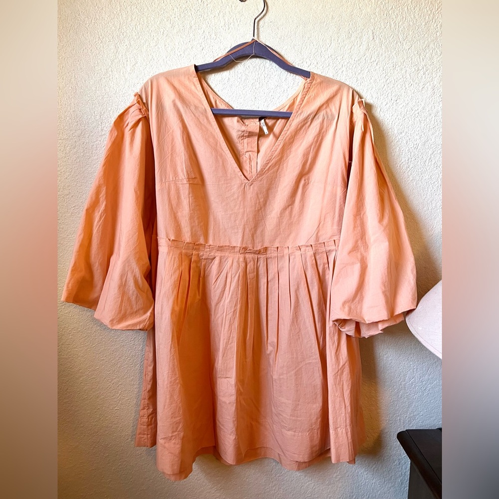 Free People Poet Sleeve Pleated Mini Dress!